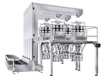 Cup Filling and Capping Line with Automatic Weighing System, 14 Head Weigher