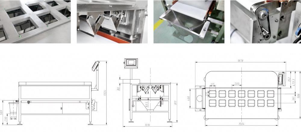 Semi-Automatic Packing Line (manual operation),with 14 heads weigher, Inclined feeding conveyor