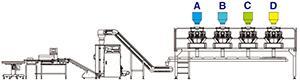 JW-MIX2 Horizontal Weighing and Packing Line for Mixed Products with 10 Head Weigher